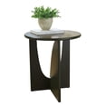 thumbnail image 3 of Kings Brand Furniture Theo Modern End Table – Round Wood Accent Table with Sculptural U-Shaped Base for Living Room, Bedroom, or Office (Caviar), 3 of 4