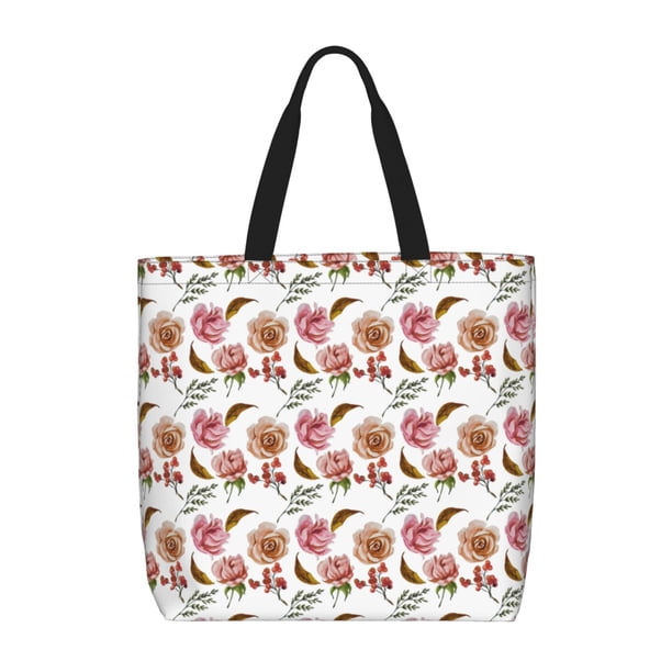 Easygdp Rose Flowers Bolsa Tote para Mujer, Bolso de Hombro para Trabajo, Playa, Viajes, Compras y Supermercado