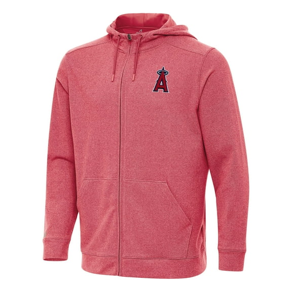 Men's Antigua Heather Red Los Angeles Angels Effortless Full-Zip Hooded Jacket