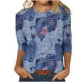 thumbnail image 2 of Ftwytp Womens Casual 3/4 Lenght Sleeve Tops Trendy Loose Shirts Crewneck Printed Cute Blouse Graphic Tees Tunics, 2 of 5