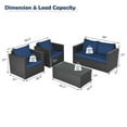 thumbnail image 3 of Costway 4PCS Patio Rattan Furniture Set Cushioned Sofa Loveseat with Navy & Turquoise Cover, 3 of 10