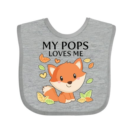 

Inktastic My Pops Loves Me- Little Fox Gift Baby Boy or Baby Girl Bib
