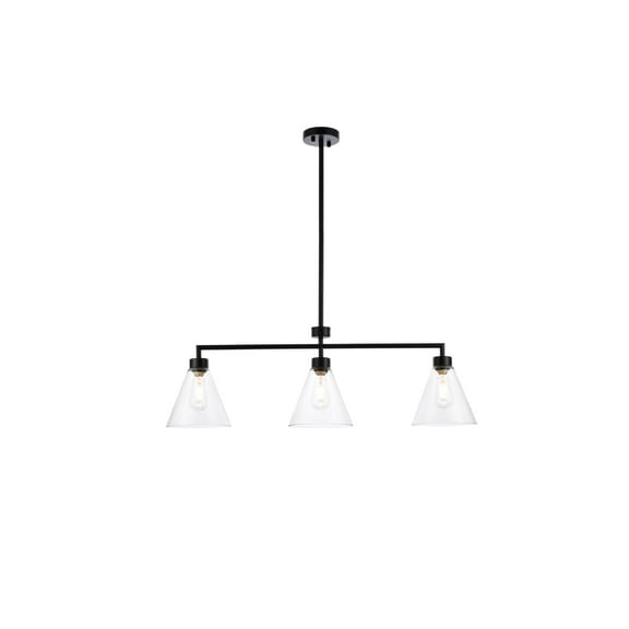 Glowing 3 Light Pendant in Black and Clear