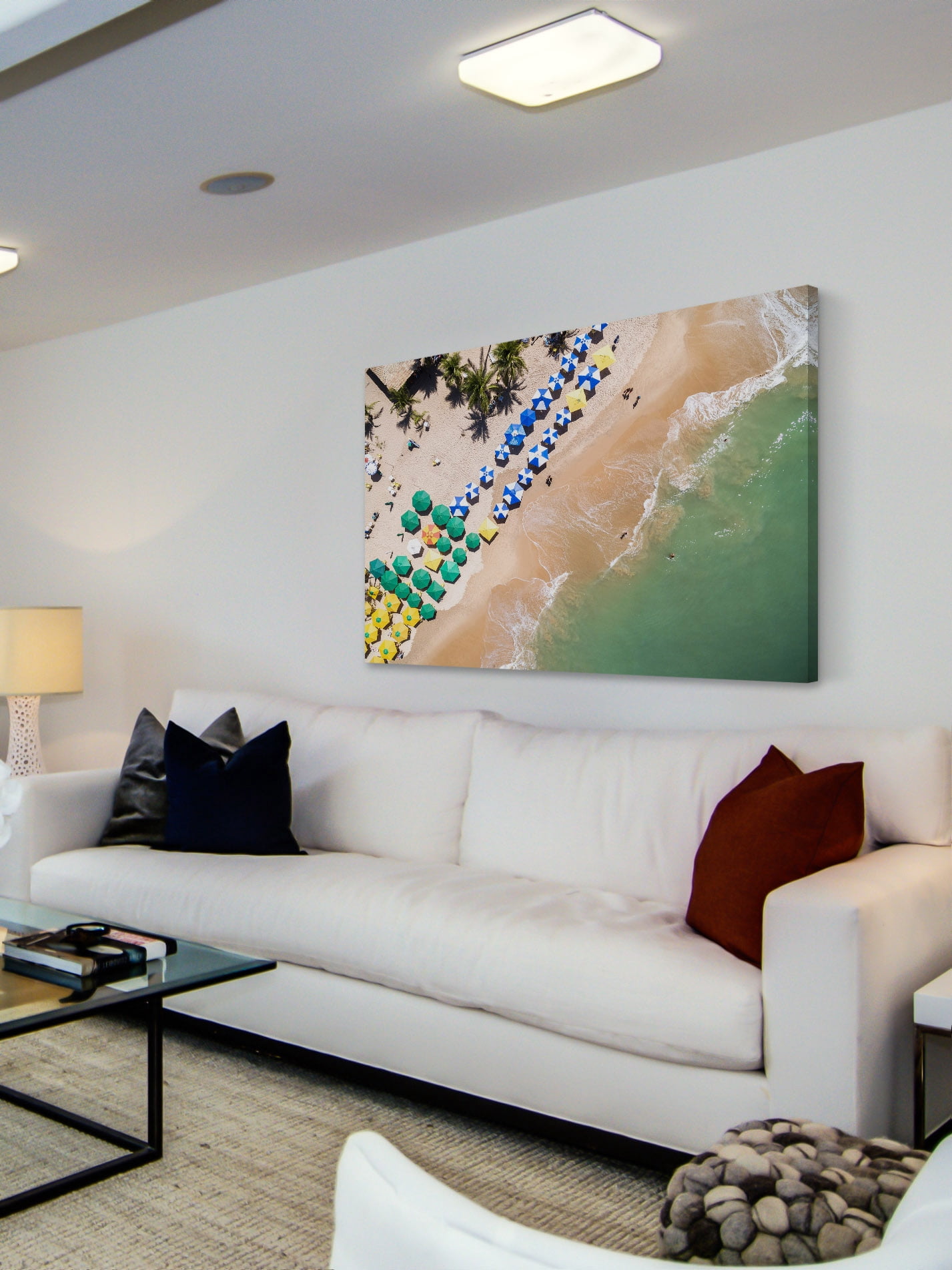"Beach Umbrellas" Painting Print on Wrapped Canvas