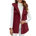 thumbnail image 2 of Sweater Vest Women Cardigan Top Vest With Hood 2025 Winter Fleece Button Up Long Vest Jackets Warm Lightweight Fall Outerwear Fall Vest Red XL, 2 of 7
