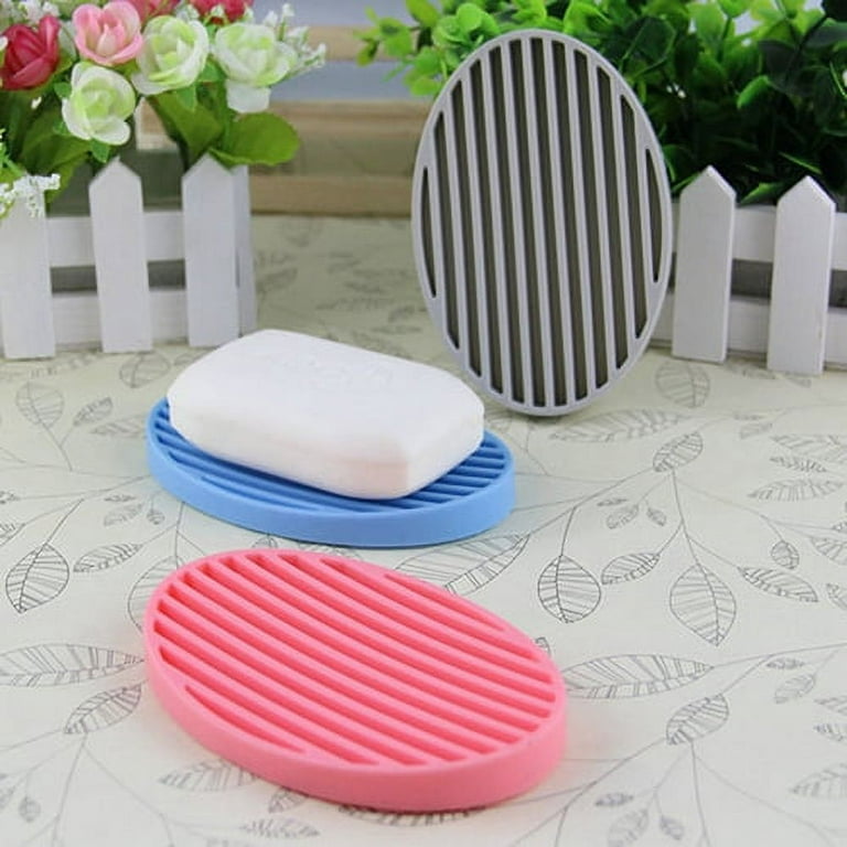 3-Pack Silicone Soap Dish, Bar Soap Holder, Soap Dishes for Bar Soap, Easy  to Clean, Self Draining Soap Tray for Shower, Bathroom, Kitchen, Bathtub