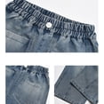 thumbnail image 6 of UACY Boy's Girls Cargo Jeans Baggy Denim Pants Elastic Waist Straight Wide Leg Jeans Streetwear with Pockets (Blue, 9-10 Years), 6 of 7
