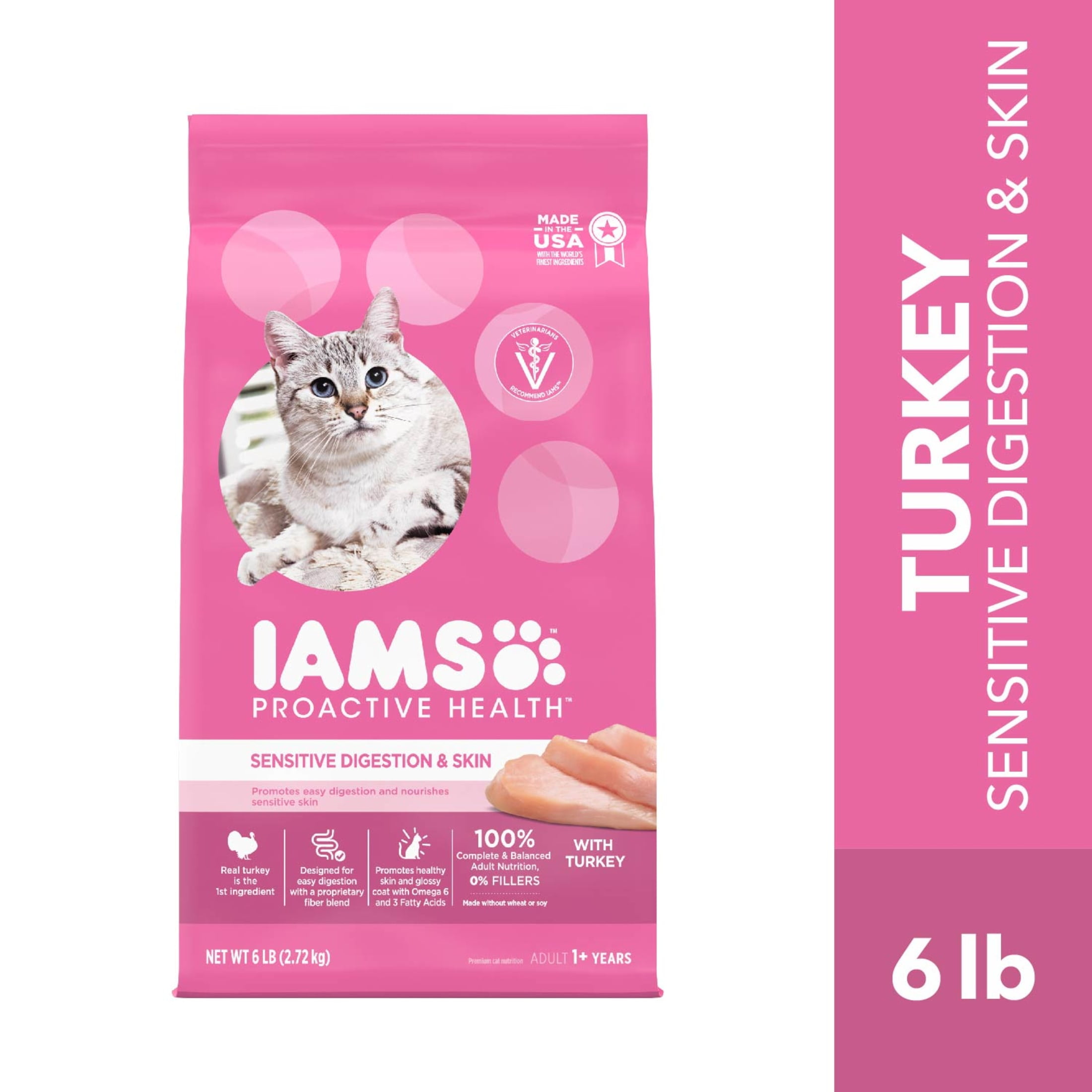 IAMS Proactive Health Turkey Dry Cat Food, 6 Lb Bag for Adult Cats
