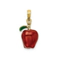 thumbnail image 4 of 14k Yellow Gold Apple Pendant with Red Enamel and Green Leaf, Polished Fruit Charm for Women or Unisex, Symbol of Health, Knowledge, Appreciation, for Necklace or Bracelet Wear, 4 of 7