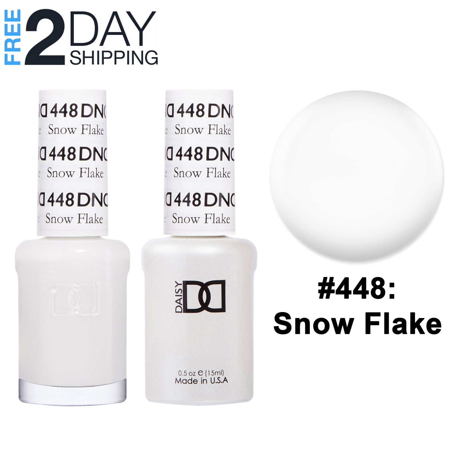 DND Gel Nail Polish & Nail Lacquer Set Soak Off Duo Set 448 Snow