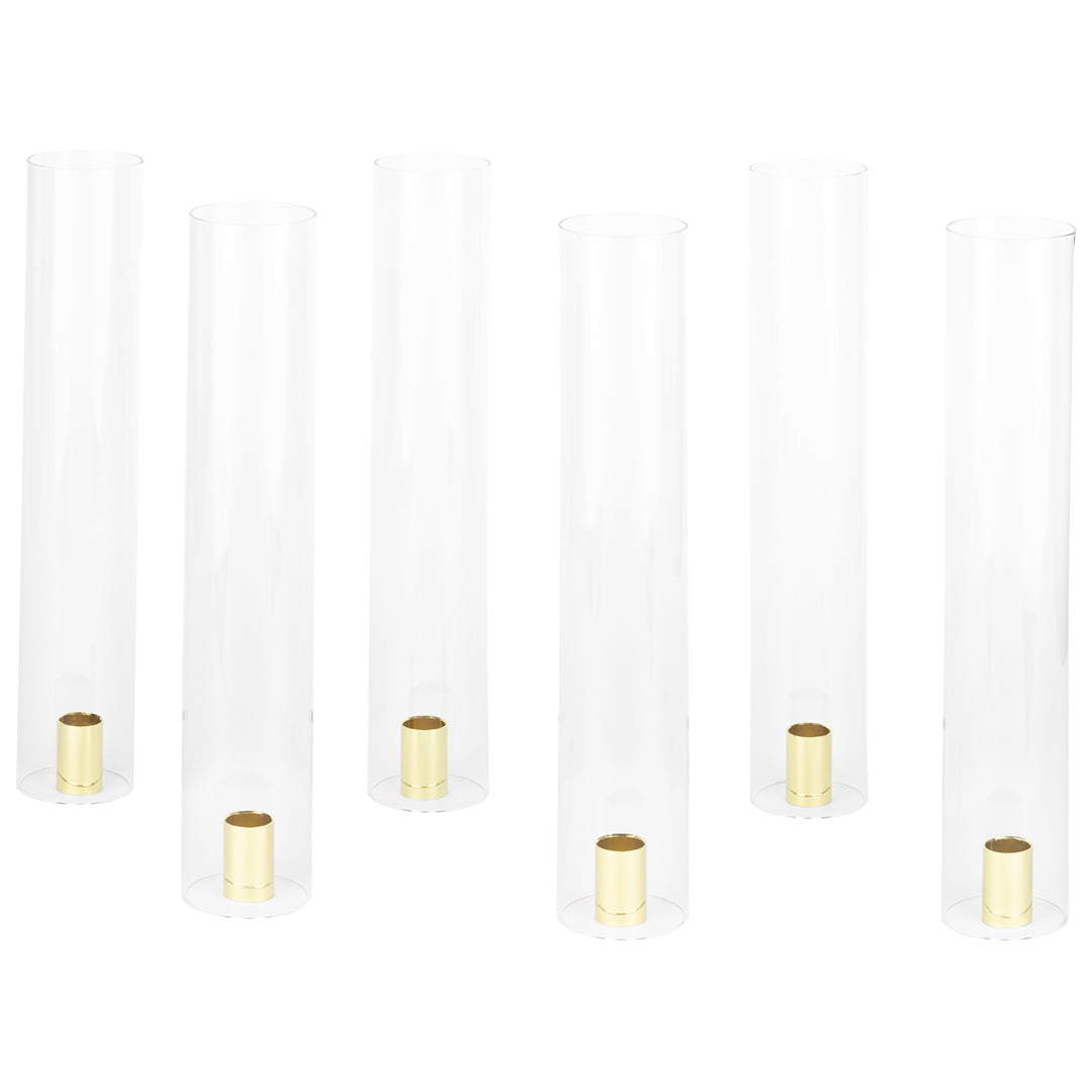 Koyal Wholesale Minimalist Taper Candle Holders with Hurricane Glass