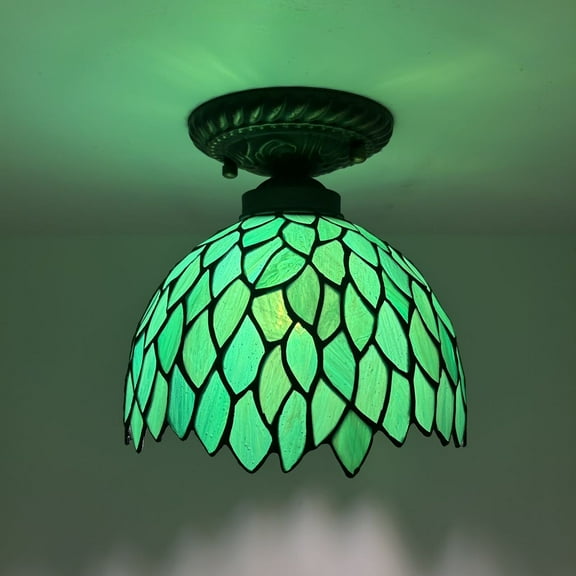 Enjoy Decor Lamps 8-Inch Tiffany Ceiling Light with Stained Glass Bowl