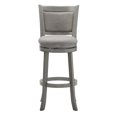 thumbnail image 2 of Weston Home Shapel Upholstered Back Swivel Stool, 29" Bar Height, Antique Grey Finish, Grey Linen, 2 of 7