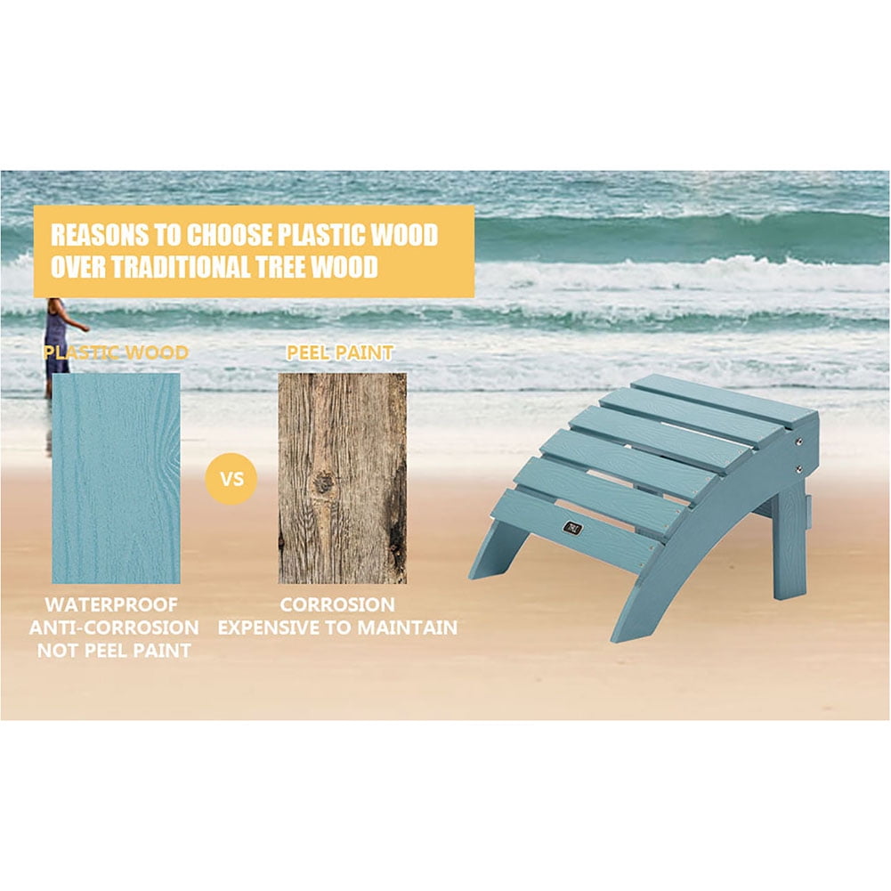 Kepooman Adirondack Footstool for Fade-Resistant Footstool for Outdoor Patio, Deck, Garden, Porch and Lawn, Blue Kepooman Adirondack Footstool for Fade-Resistant Footstool for Outdoor Patio, Deck, Garden, Porch and Lawn, Blue