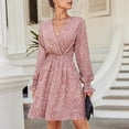 thumbnail image 3 of Vestido Cruzado Con Escote En V Profundo, Estampado Floral A La Moda, Cintura Ajustada, Manga Larga, Elegante Vestido De Línea A Para Mujer Para Ir De Compras Para Vacaciones ANGGREK Otros, 3 of 6