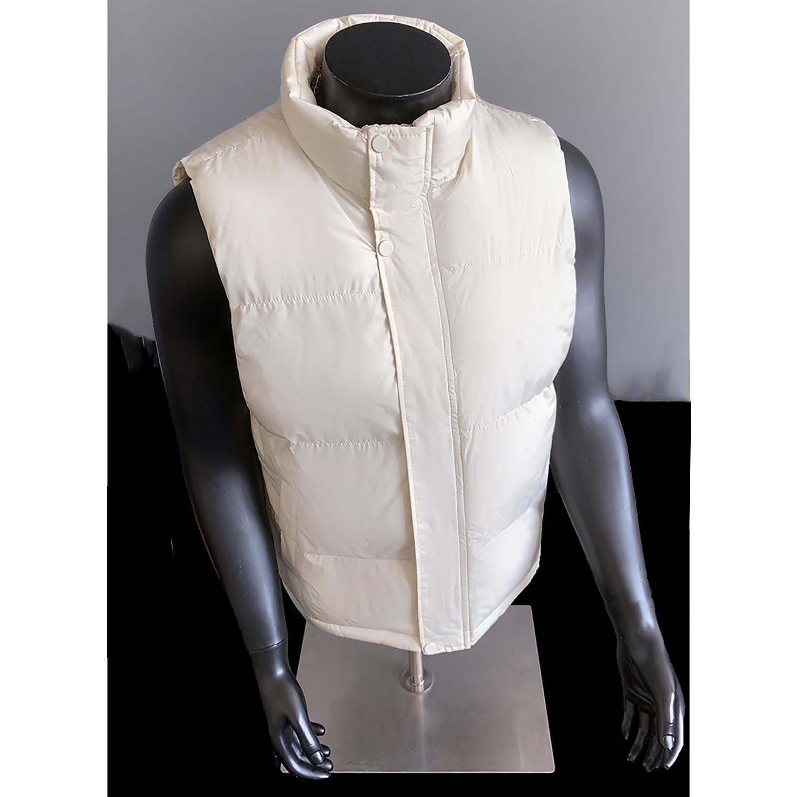 Zedker Men’s Down Puffer Vest with Zipper Pockets Lightweight Packable Full Zip Up Running Warm Sleeveless Jacket with Pockets Khaki XL