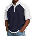 thumbnail image 2 of S-5X Plus Size Mens Big & Tall T-Shirts Short Sleeve Tshirts Shirts for Men Summer Waffleknit Zipper Stand Collared Casual Tees Tops, 2 of 5