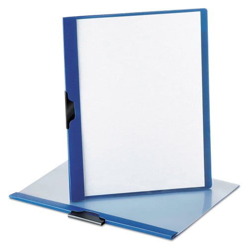 New Oxford No-Punch Report Cover, Letter, Clip Holds 30 Pages, Clear/Blue,Each