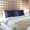 thumbnail image 3 of PiccoCasa Satin Pillowcases for Skin Set of 2, Zipper Closure Navy Standard, 3 of 7