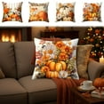 thumbnail image 1 of Fundas de almohada para Acción de Gracias 17,7x17,7 pulgadas - Fundas decorativas de calabaza otoñal, tela de algodón suave con cremallera oculta para sofá y decoración del hogar, 1 of 6