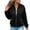 Black, variant on Maplenight Bomber Jackets for Women Stand Collar Full Zip Up Jackets Regular Fit Casual Fall Winter Coat with Zipper Pockets