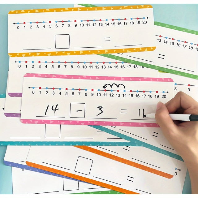 16 Pcs Dry Erase Number Line Cards Set - Educational Math Manipulative Game for Kids with Addition & Subtraction Activities, Number Chart Learning Tool for Kindergarten, Homeschool, Perfect as Hallowe