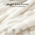 thumbnail image 6 of Battilo Ivory Faux Fur Throw Blanket,Soft Cozy White Reversible Rabbit Fur Blanket,50"x60", 6 of 8