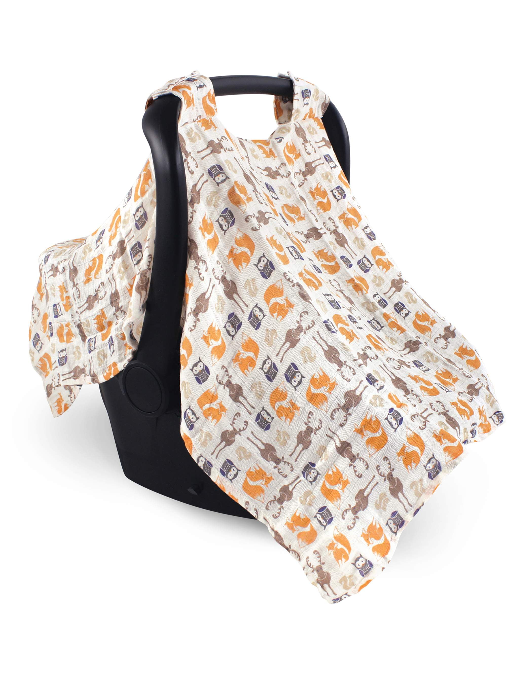 Hudson Baby Boy and Girl Muslin Car Seat Canopy Cover, Forest Walmart