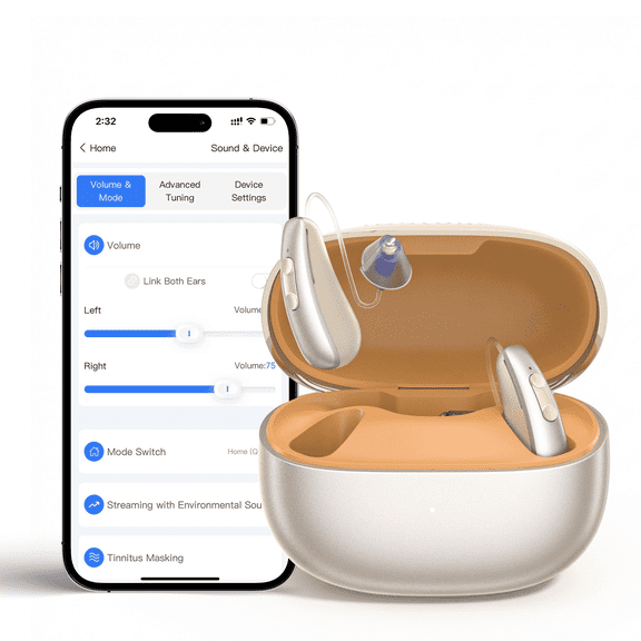 iBstone AuraLink Bluetooth OTC Hearing Aids for Seniors Adults, App-Controlled for Precise Fitting, AI Noise Reduction, Bluetooth 5.4 for Phone Call & Music Streaming, Pair