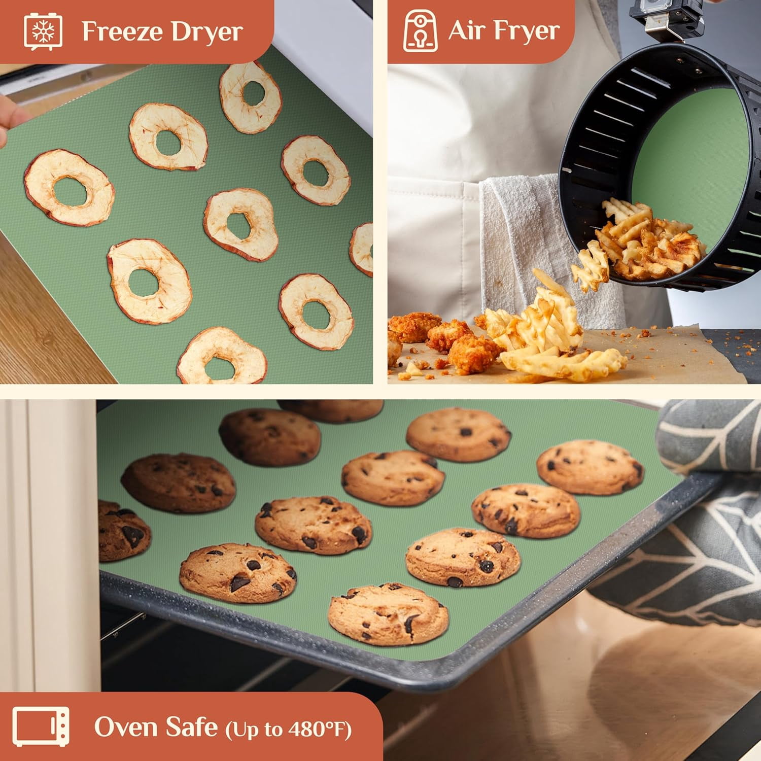 Silicone , 12 IN x 6 FT Free Cutting Baking Sheet,Non-Stick Reusable Dough & Pastry Mat,Non-Slip Silicone Mat Roll for Air Fryer Liner,Freeze Dryer,Oven Baking Pan,Kitchen Counter