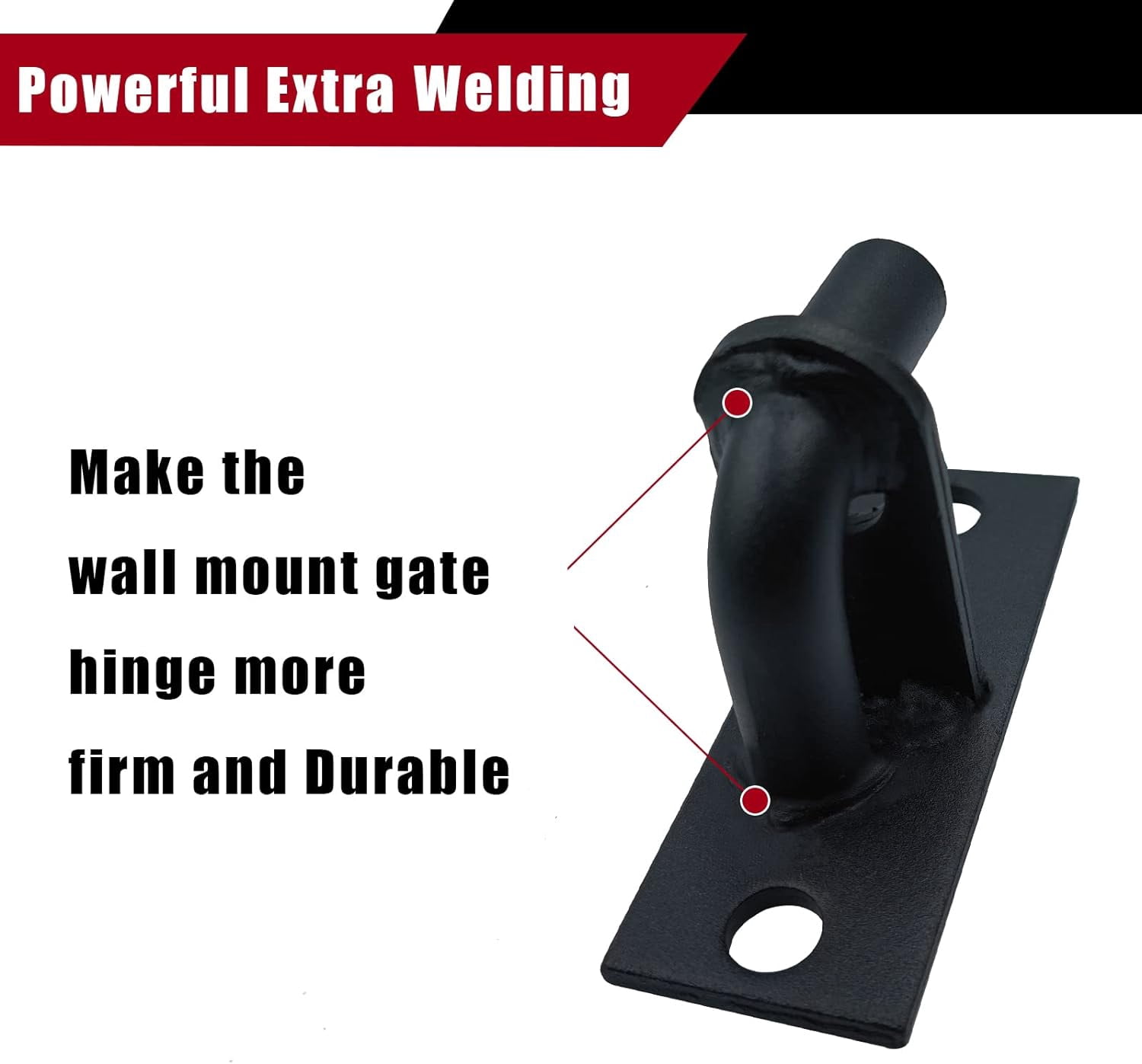LAJIAOZ 2 Pack Wall Mount Gate Hinges with Screws, Heavy Duty Farm Gate Hinges, Chain Link Fence Gate Hinges Fence Post Chain Link Gate Hinge with 5/8 Hinge Pin Black