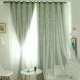 thumbnail image 2 of Blackout Curtains, Romance Double-Deck Cloth Thermal Insulated Panels Floor-Standing Curtain Star Hollow Curtain Drape for Living Room, Bedroom, Nursery, Perforated, 39.37"x78.76"(Green), 2 of 9