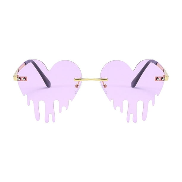 Gafas de sol con forma de corazón derretido para mujer, con personalidad irregular, para exteriores. púrpura