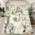 thumbnail image 2 of jejeloiu Musical Melody Twin Sheet Set (3-Piece) Notes Brown Beige Breathable Decor, 2 of 7