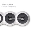 thumbnail image 2 of Power Strip 360 Electrical PowerCurve 4 enchufes, 4 USB de 1,5 m, 2 of 8