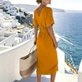 thumbnail image 7 of Plus Size Maxi Dresses for Women Short Sleeve Solid Color V-Neck Wrap Dresses Summer Beach Fashion, 7 of 7
