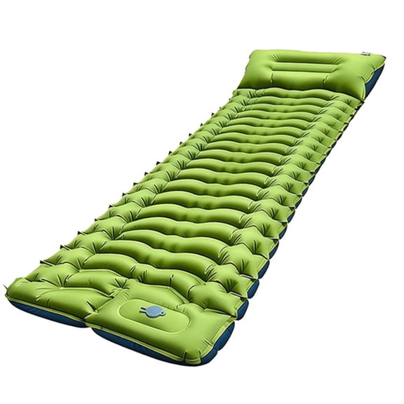 Camping Sleeping Pad, Ultralight Camping Mat with Pillow, Built-in Foot Pump Inflatable Sleeping Pads Compact for Camping Backpacking Hiking Traveling Tent,Single,Green