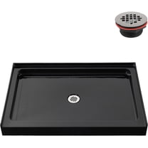 Streamline GB-2622-492-BL 48 in. x 34 in. Alcove Acrylic Shower Base in Glossy Black With Center Drain, Drain Included