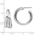 thumbnail image 4 of Sterling Silver Jbsp's Rhodium-Plated Polished Hoop Earrings (24.3 X 26) Made In Italy qle1289, 4 of 5