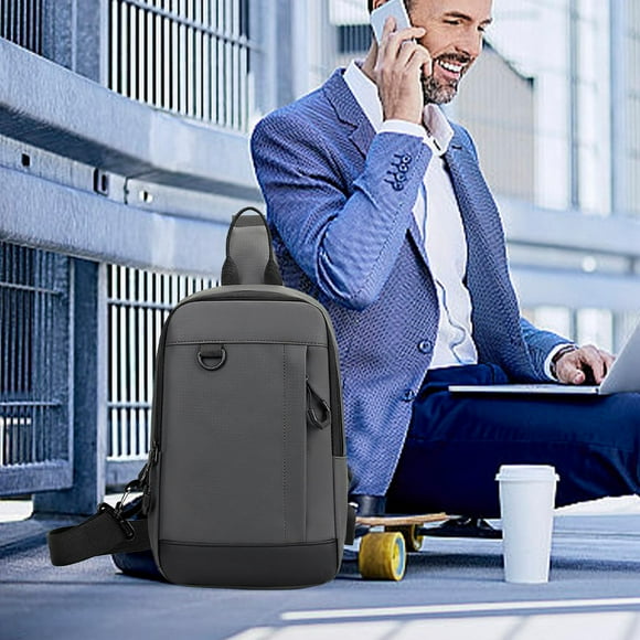 Bolso bandolera hombre mujer | Bolsa pectoral de gran capacidad para viajar | Mochila bandolera de poliéster impermeable | Elegante bolso organizador de varios compartimentos - 28x19x10cm | Ligero
