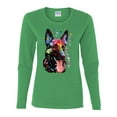 thumbnail image 2 of Wild Bobby Dean Russo German Shepherd Dog Lover Women Graphic Long Sleeve Tee, Kelly, XX-Large, 2 of 5