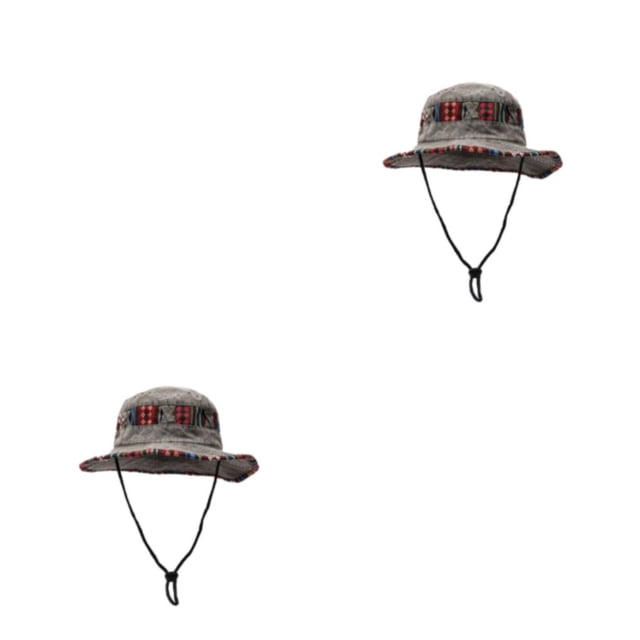 Sonducket Sombrero de pesca de poliéster Estilo japonés vintage Hombres Mujeres Cordón a prueba de viento Gorra fácil de combinar Accesorios Verde 2piezas