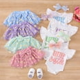 thumbnail image 2 of Little Sister Outfits Baby Girl Cute Summer Clothes Newborn Fly Sleeve Romper +Daisy Print Tulle Tutu Skirts +Headband Set, 2 of 7