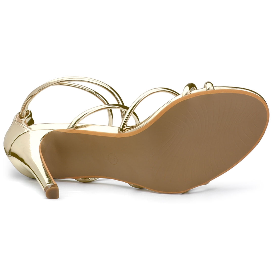 DARING DIVA Women's Open Toe Strappy Straps Stiletto Heel Sandals Gold 9