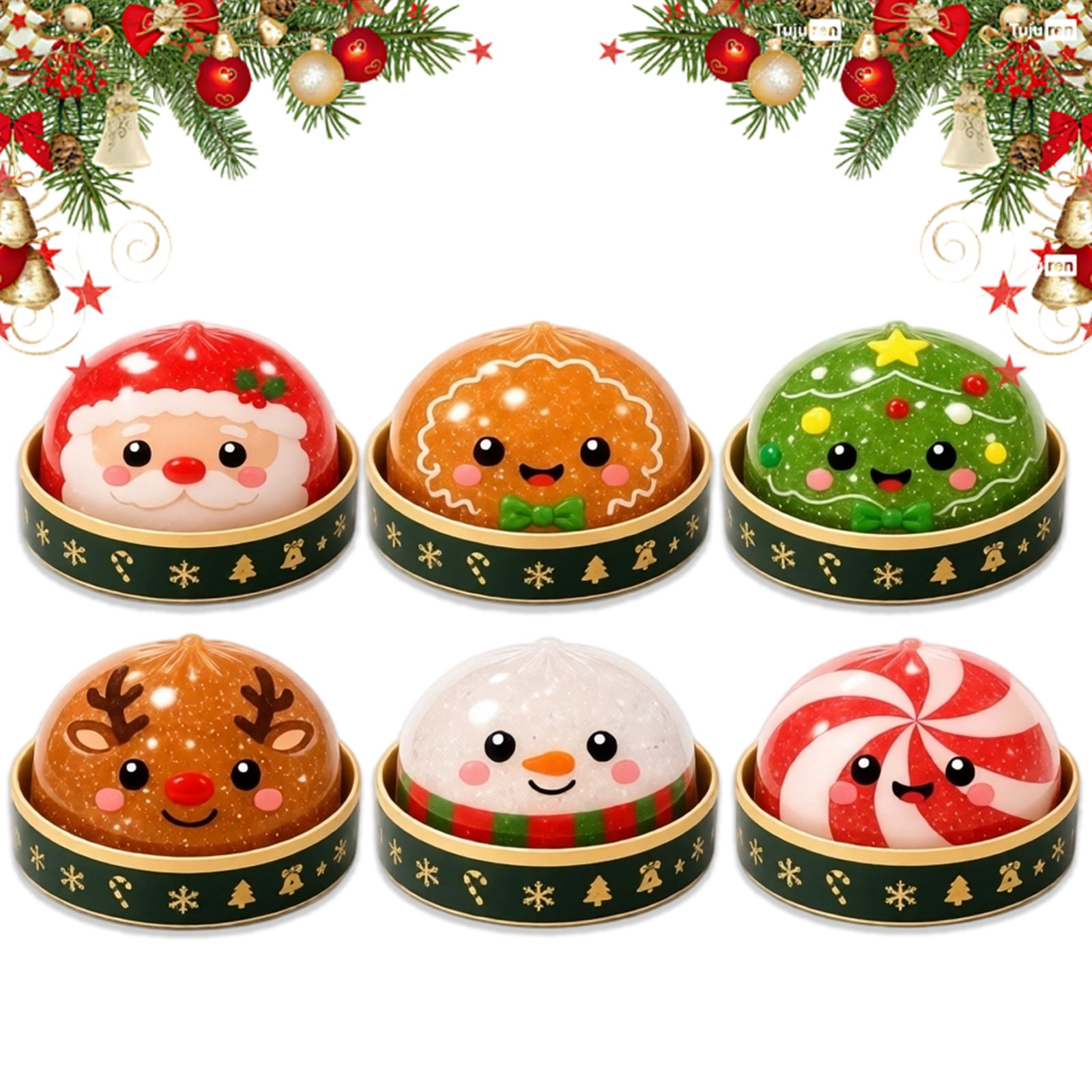 Christmas Santa Dumpling Squishies Toys Christmas Santa Dumpling Squishy Squishy Dumpling Stretchy Clear Gel Dumplings Stress Balls Collectible Blind Box Sensory Toy,1PC