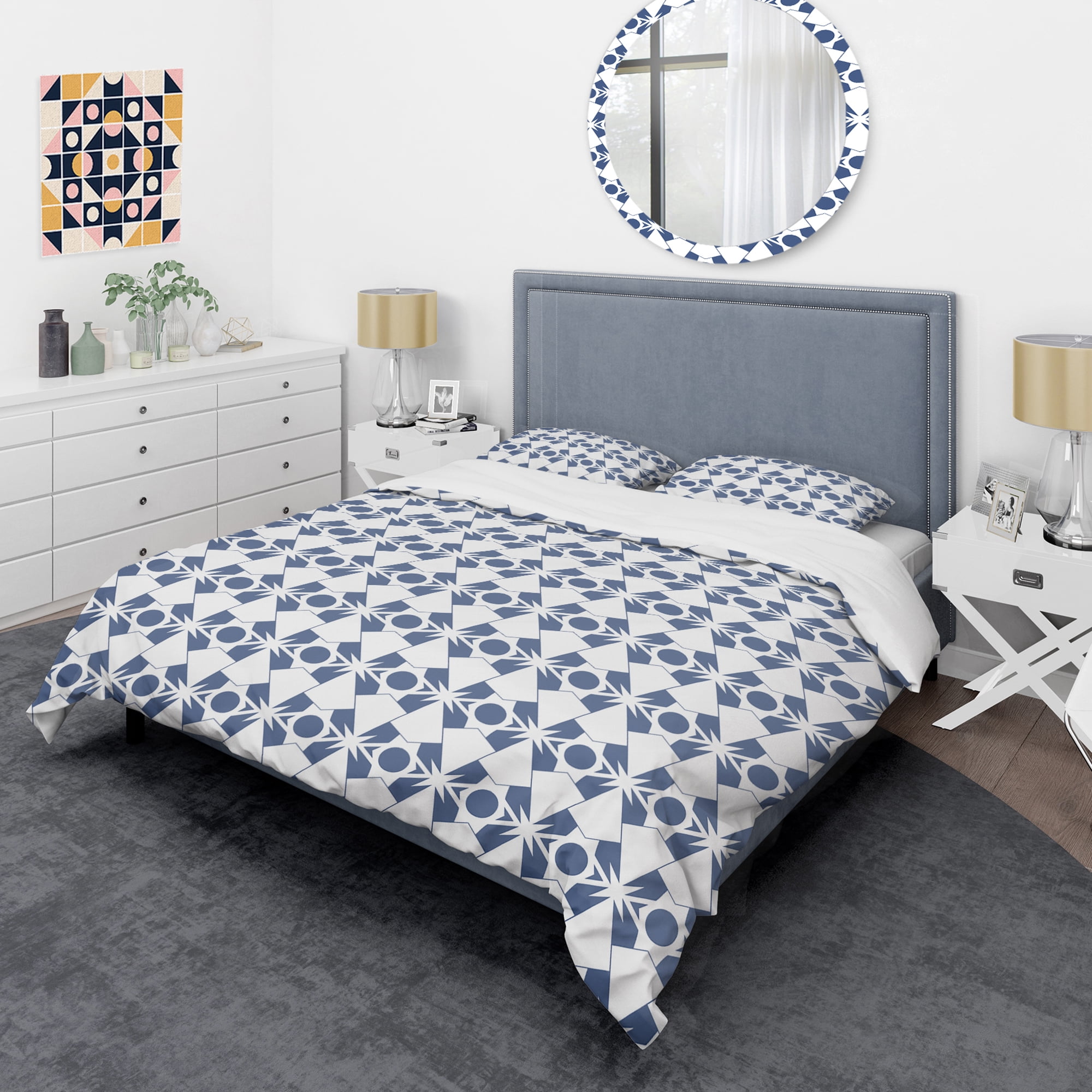 Designart 'Abstract Retro Geometrical Design I ' Mid-Century Modern Duvet Cover Set