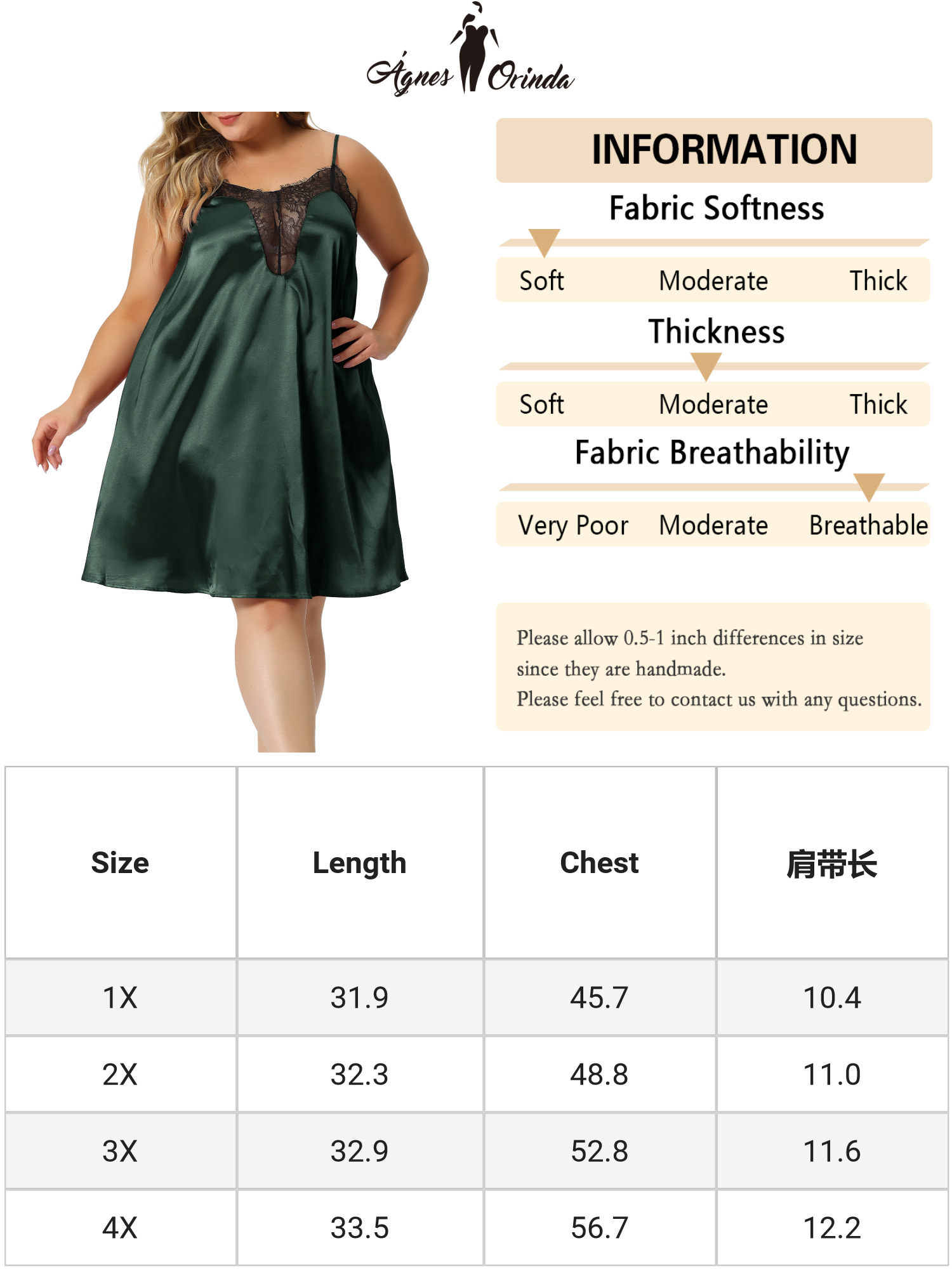 Unique Bargains Women's Plus Size Lace Nightgowns Spaghetti Lounge Sleep Dress 4X Green