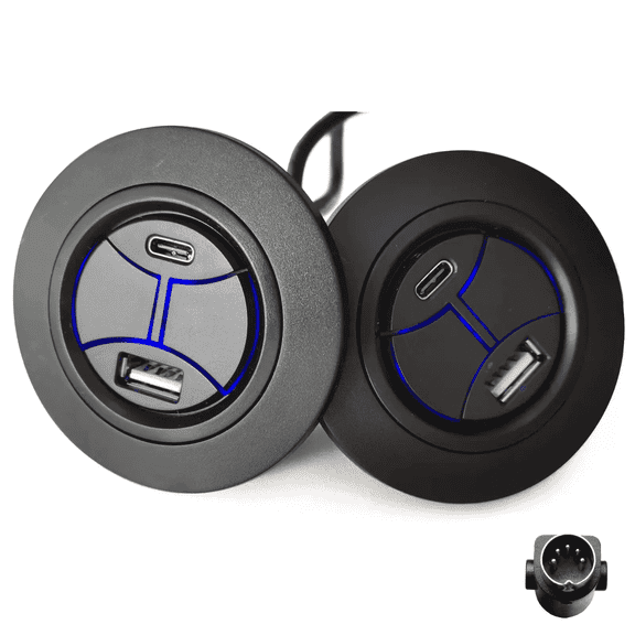 2 Pack 2 Button 5 Pin Round Switch Hand Control Handset with USB Type A C Port and Backlight for Power Recliner Lift Chairs