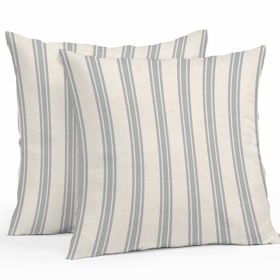 Throw Pillow Covers 26x26 Inch Set of 2, Blue Striped Waterproof Outdoor Pillow Covers, Modern Farmhouse Stripes Rustic Decorative Cushion Pillowcases for Couch, Sofa, Bed, Garden, Patio