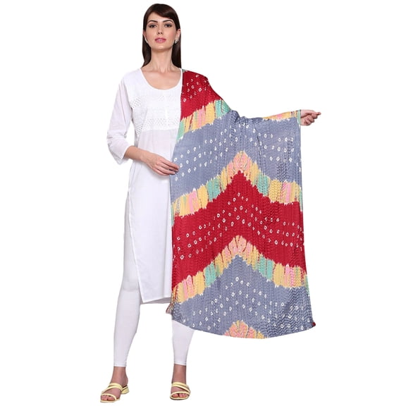 eloria Women's Poly Chiffon Dupatta Bandhani Bandhej Jaipuri Rajasthani Dupatta